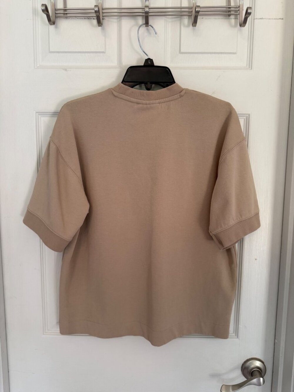 Hudson & Barrow Knit Wear Tan Short Sleeve Crewneck Sweatshirt Size Small - Picture 3 of 7